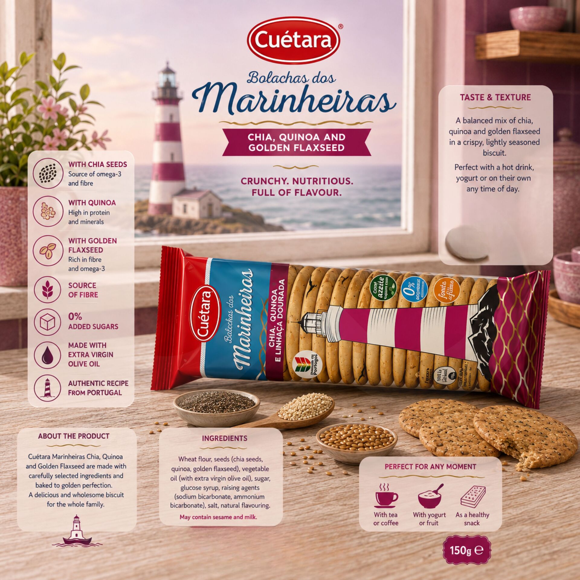CUÉTARA® Marinheiras Chia, Quinoa und Goldleinsamen 150gr