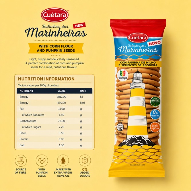 CUÉTARAź Marinheiras Maka Kukurydziana i Pestki Dyni 150gr