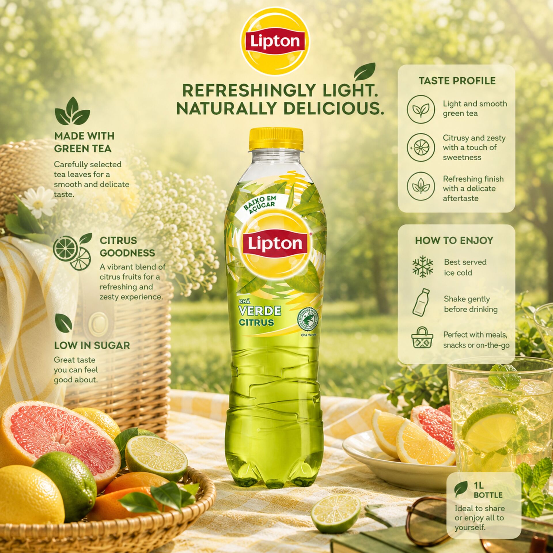LIPTON® Chá Verde Citrus 1L