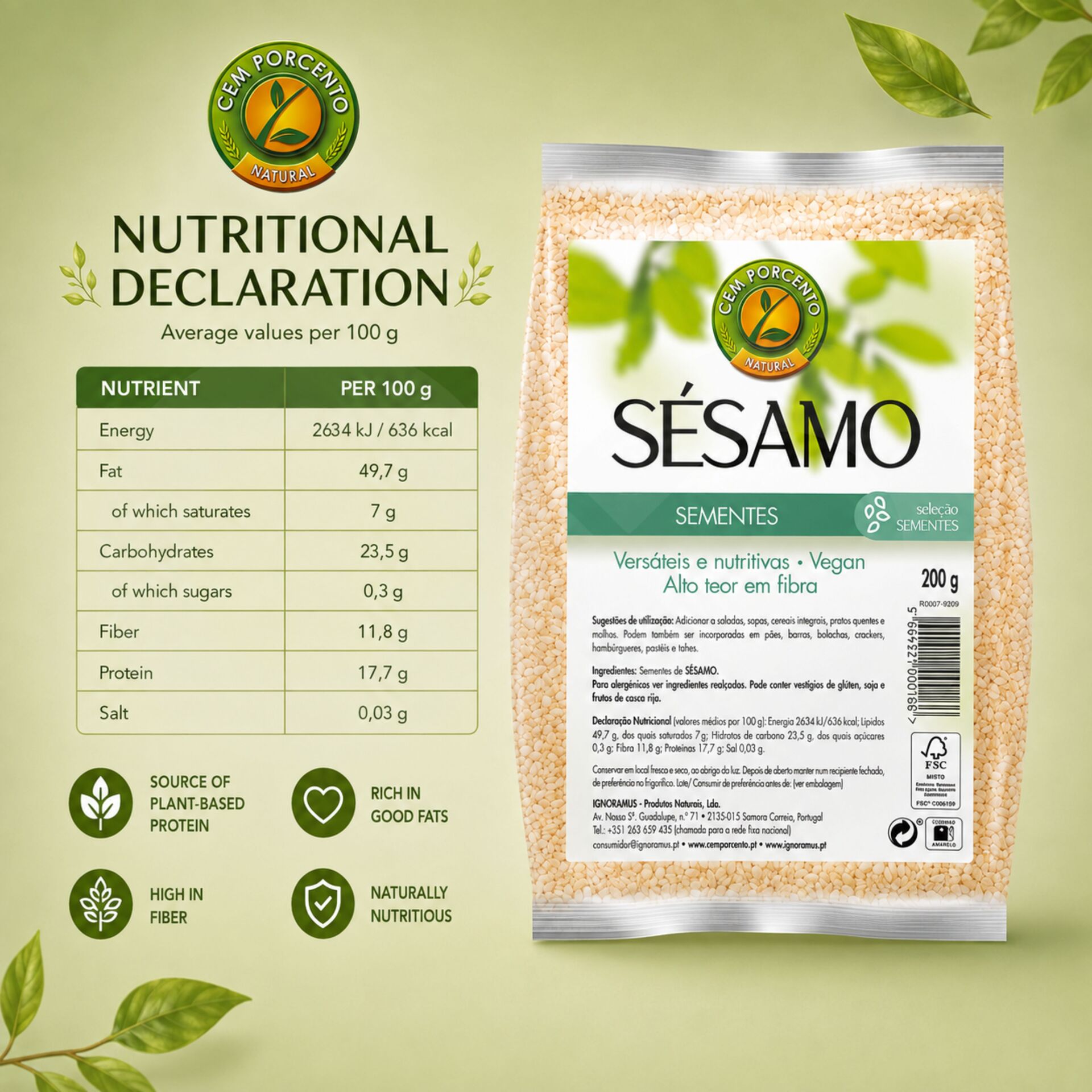 CEM POR CENTO® Nasiona Sezamu 200gr