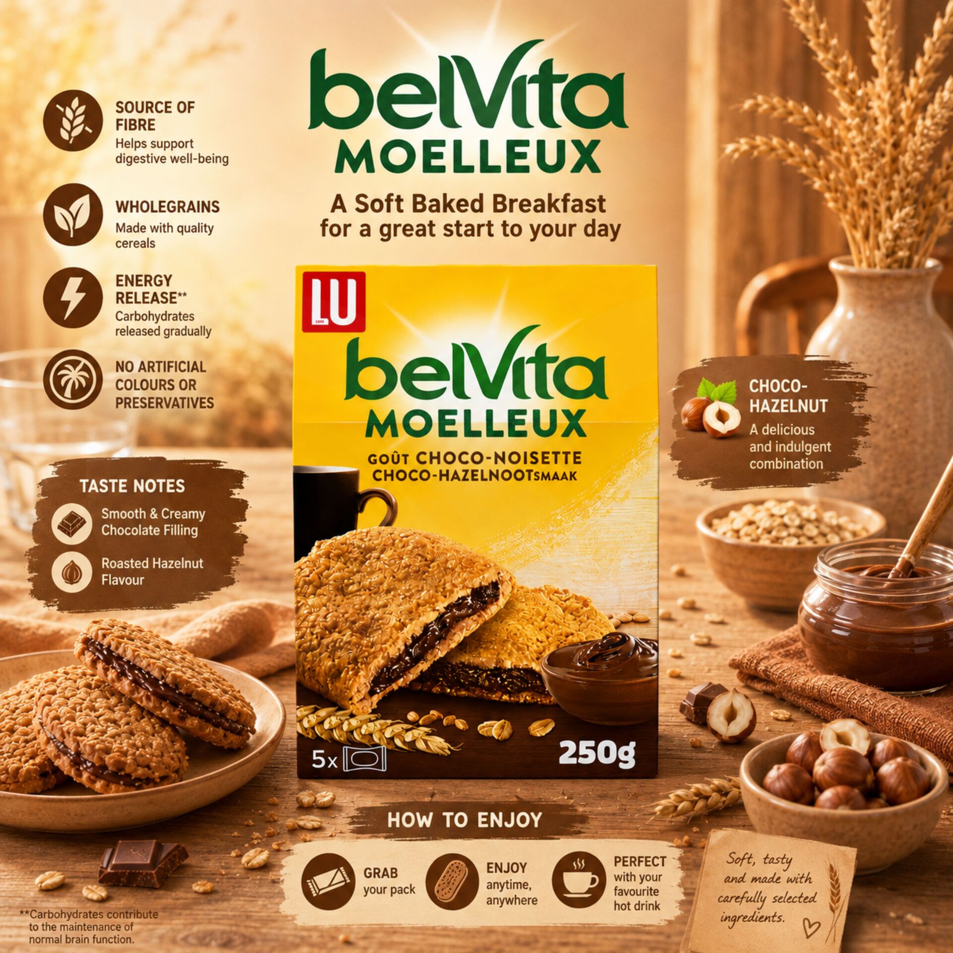 BELVITA® Galletas de Cereales Chocolate con Avellana 5 uds