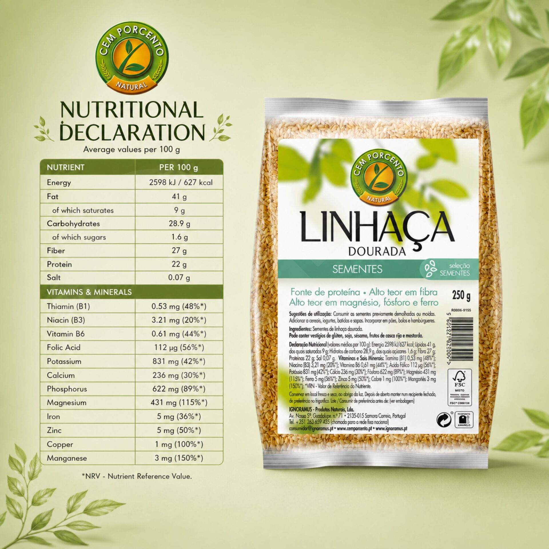 CEM POR CENTO® Graines de Lin 250gr
