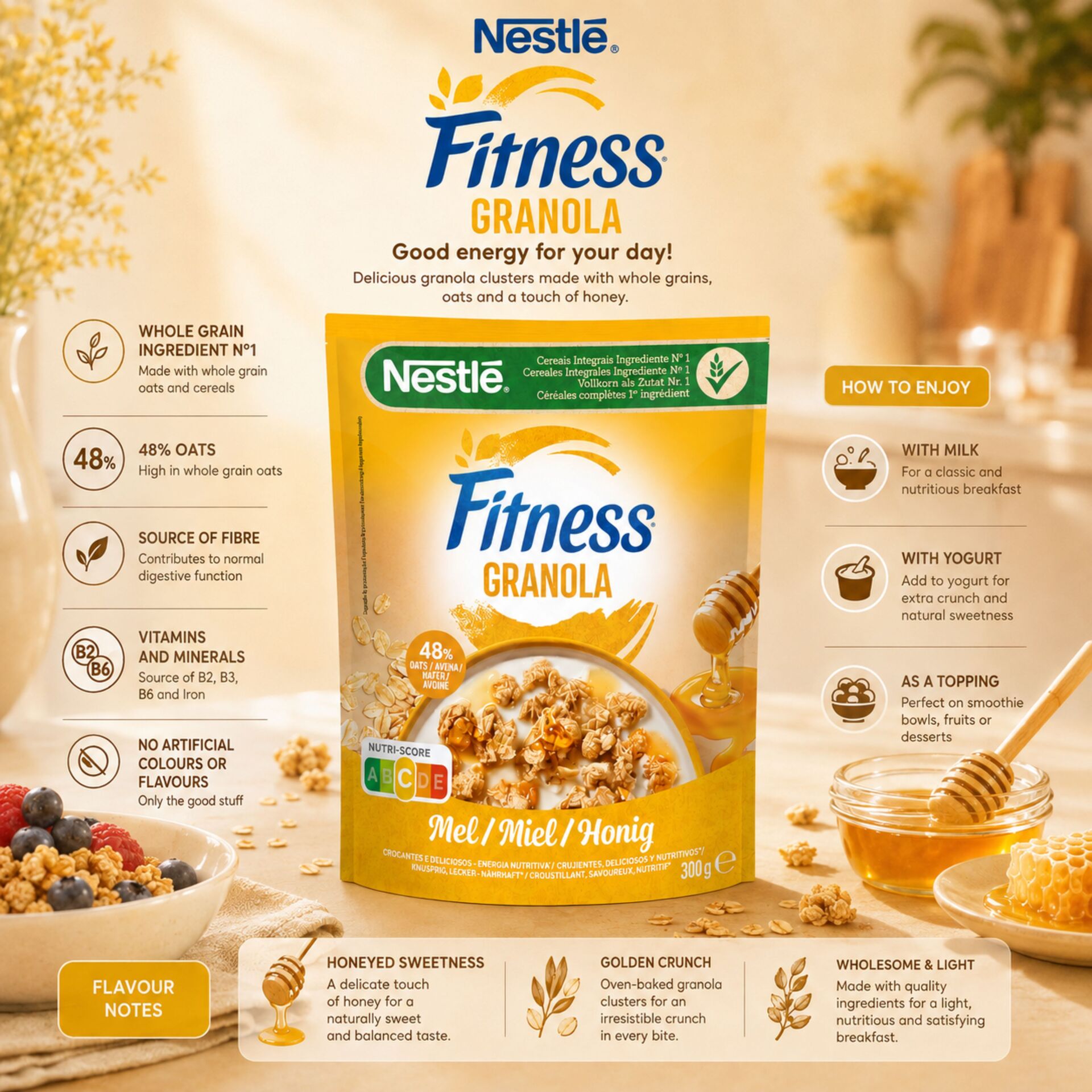 NESTLÉ® Fitness Granola Miel 300gr