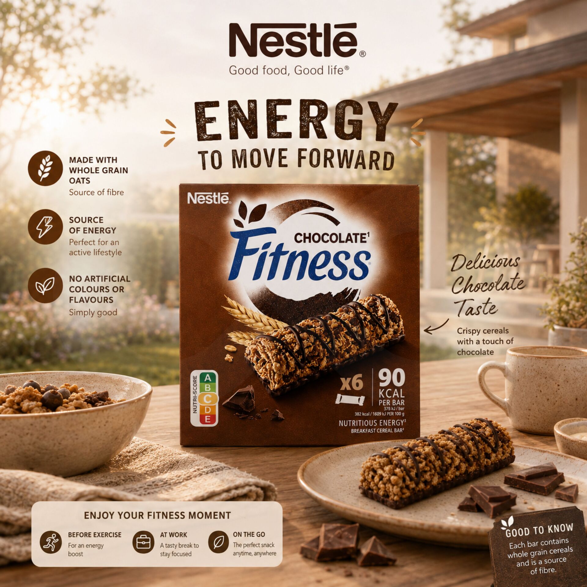 NESTLÉ® Fitness Barras de Cereais Chocolate 6x23,5gr