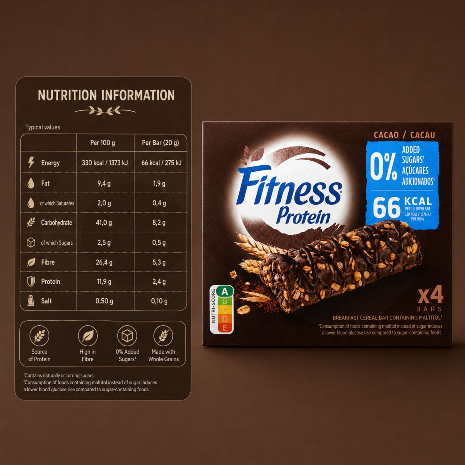 NESTLÉ® Fitness Cocoa Cereal Bars 4x20gr