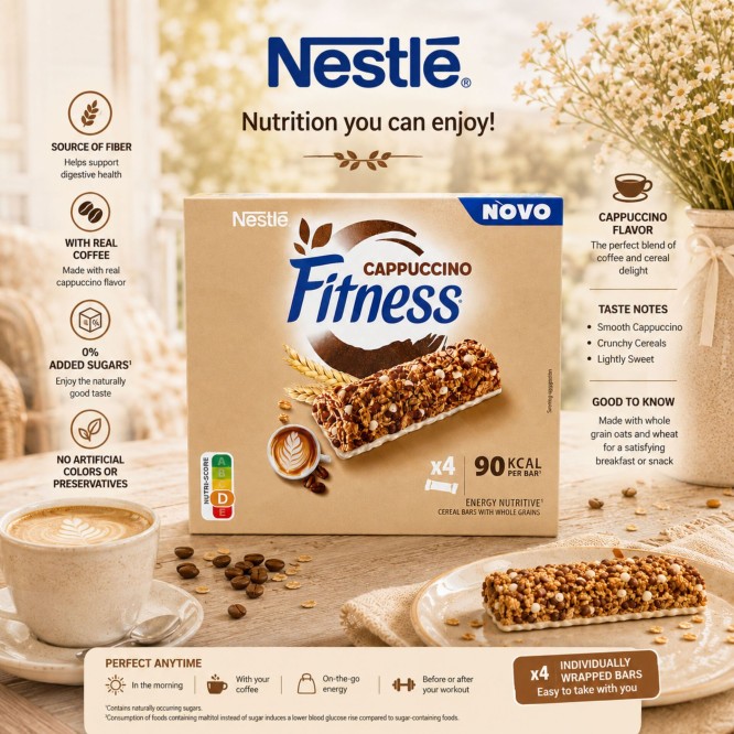 NESTLÉ® Fitness Cappuccino Cereal Bars 4x20gr
