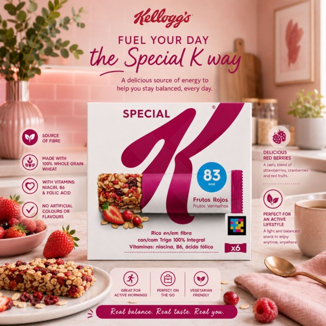 KELLOGGS� Barras de Cereais Frutos Vermelhos 6x21,5gr