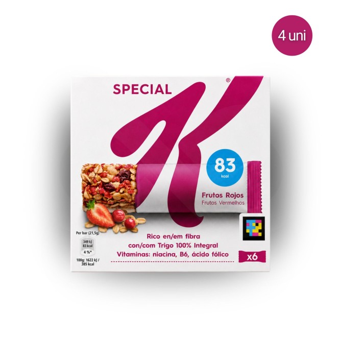 KELLOGGS� Barras de Cereais Frutos Vermelhos 6x21,5gr