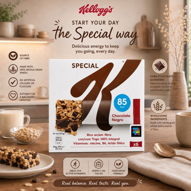 KELLOGGS® Barras de Cereais Chocolate 6x21,5gr