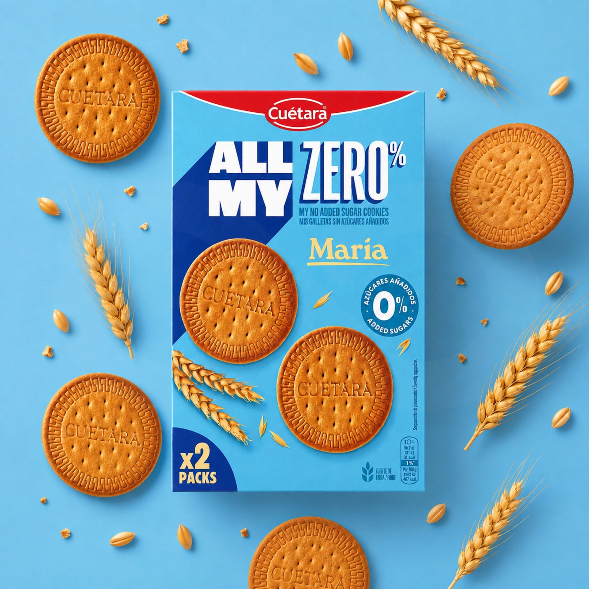 CUÉTARA® Galletas María 0% Azúcar 2x200gr