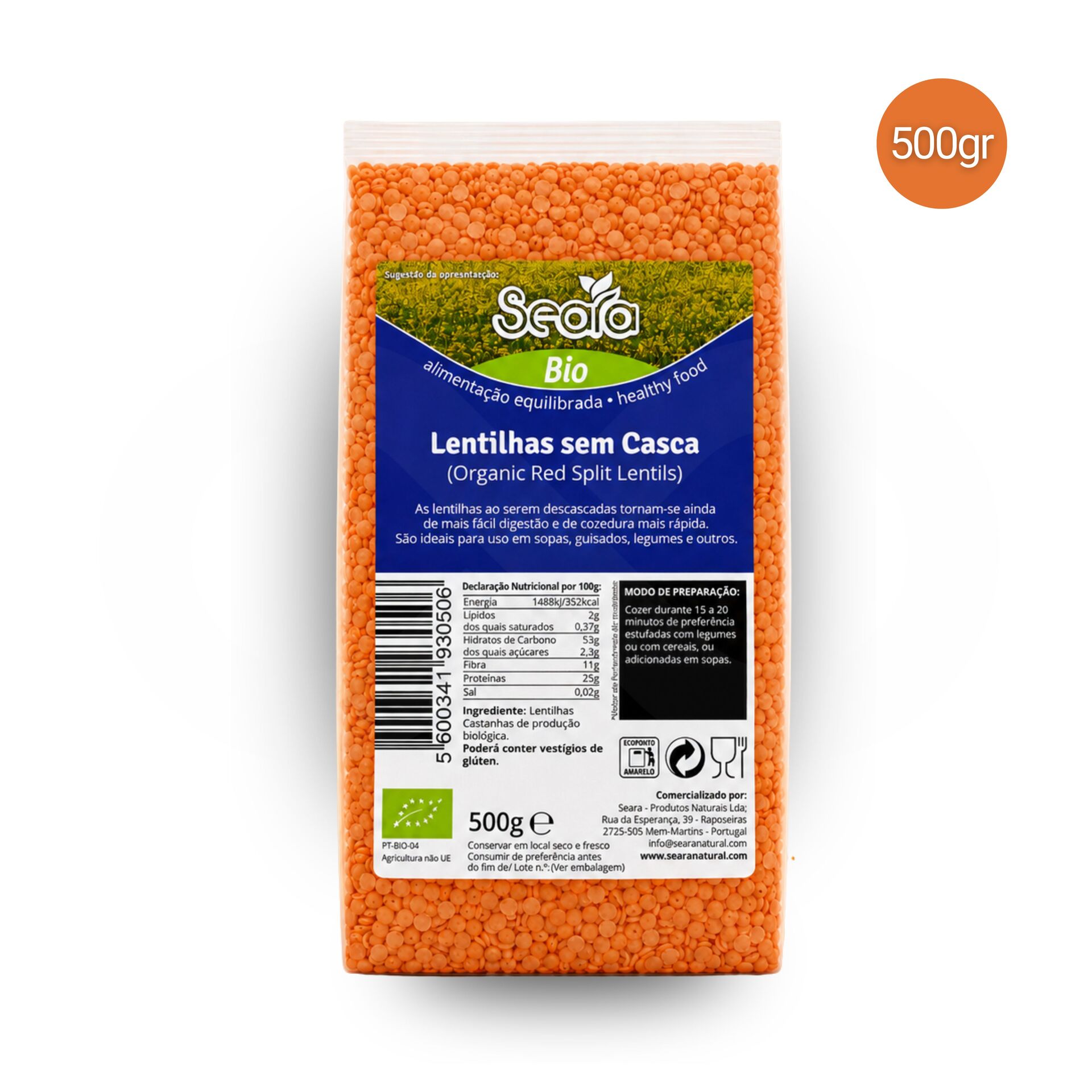 SEARA® Bio Lentilles Décortiquées 500gr