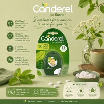 CANDEREL® Stevia-Based Sweetener 100+20 pcs.