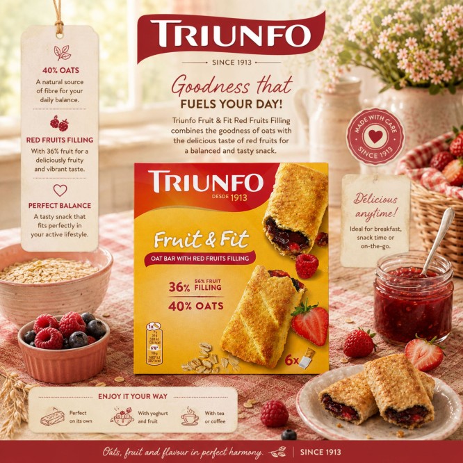 TRIUNFOŽ Oat Biscuits with Red Berries 6x33g