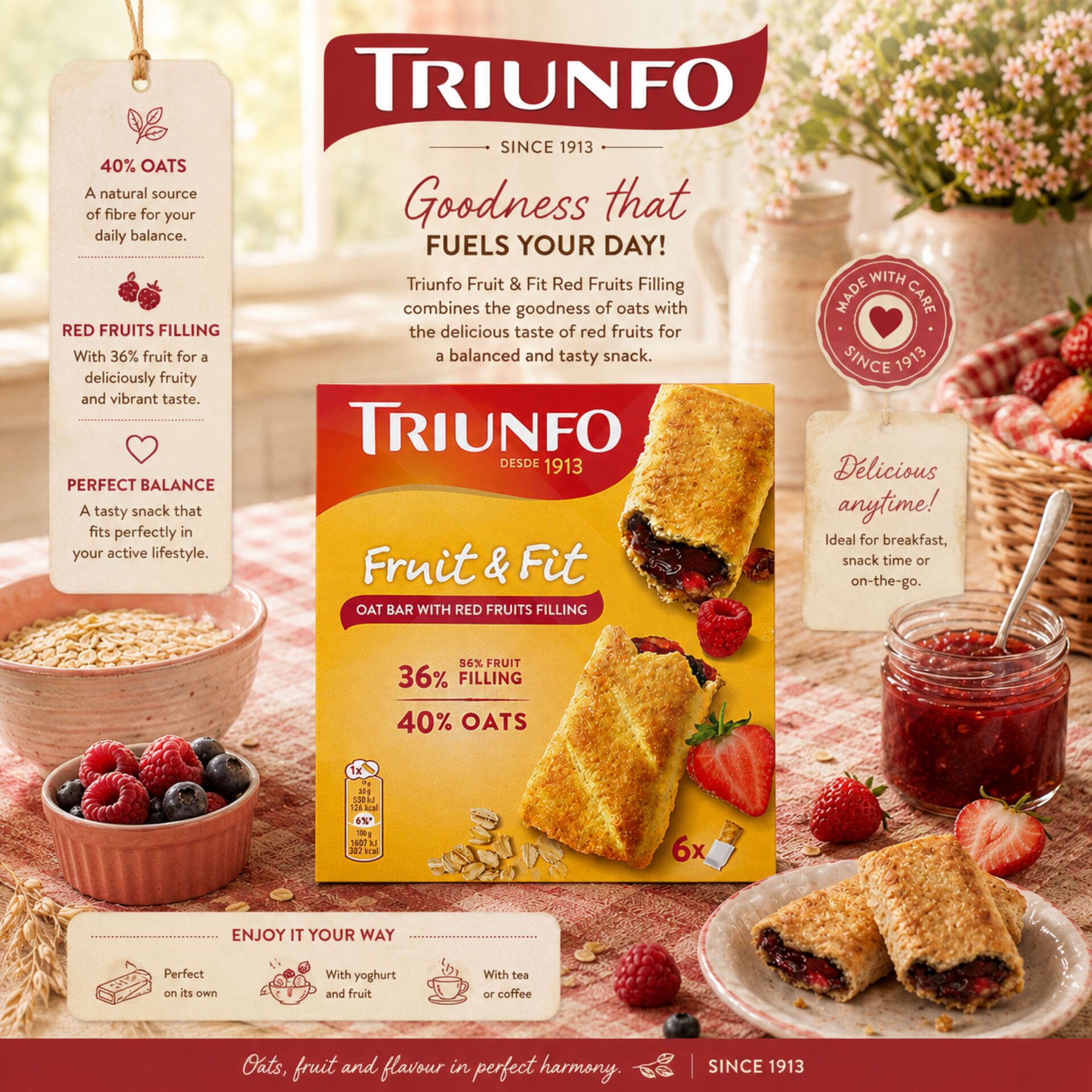 TRIUNFOŽ Oat Biscuits with Red Berries 6x33g