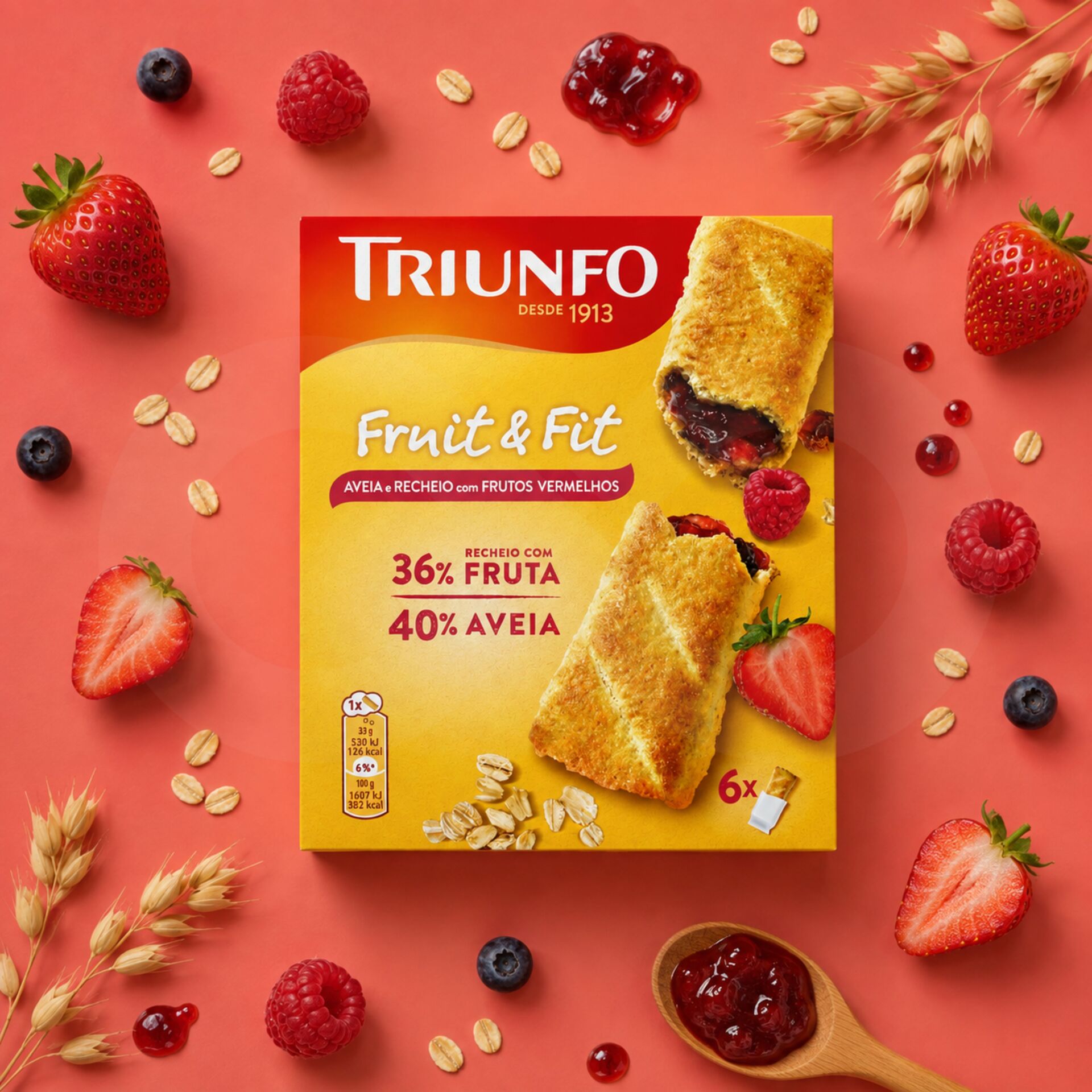 TRIUNFOŽ Oat Biscuits with Red Berries 6x33g