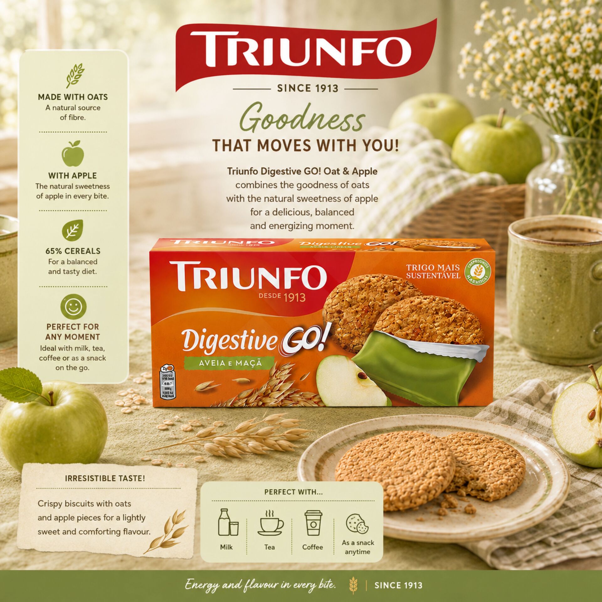 TRIUNFOŽ Digestive Go Oat and Apple 6x28,5gr
