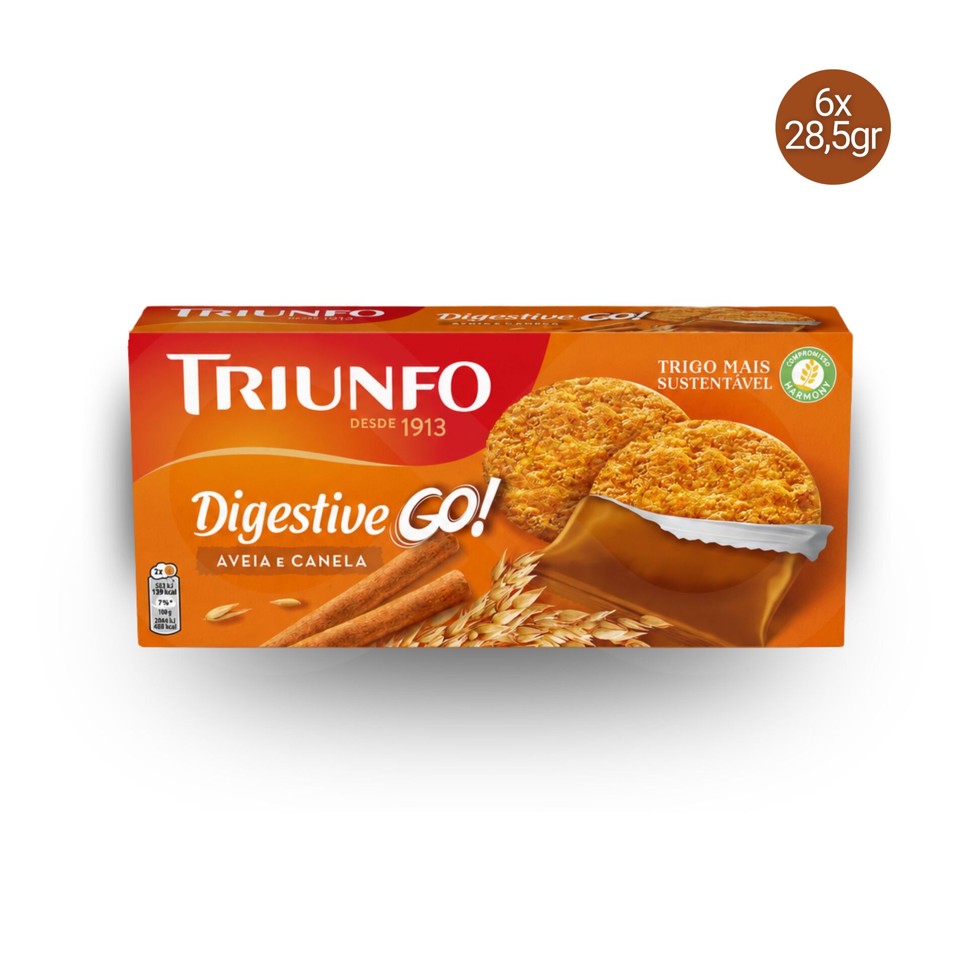 TRIUNFO® Digestive Go Aveia e Canela 6x28,5gr