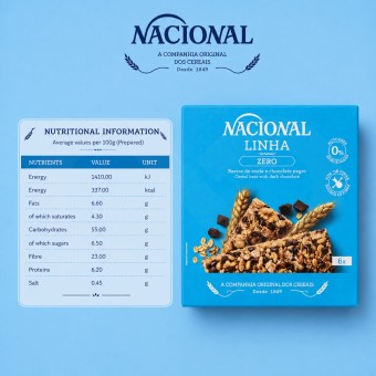 NACIONAL® Barras de Cereais Chocolate Negro 6 uni.