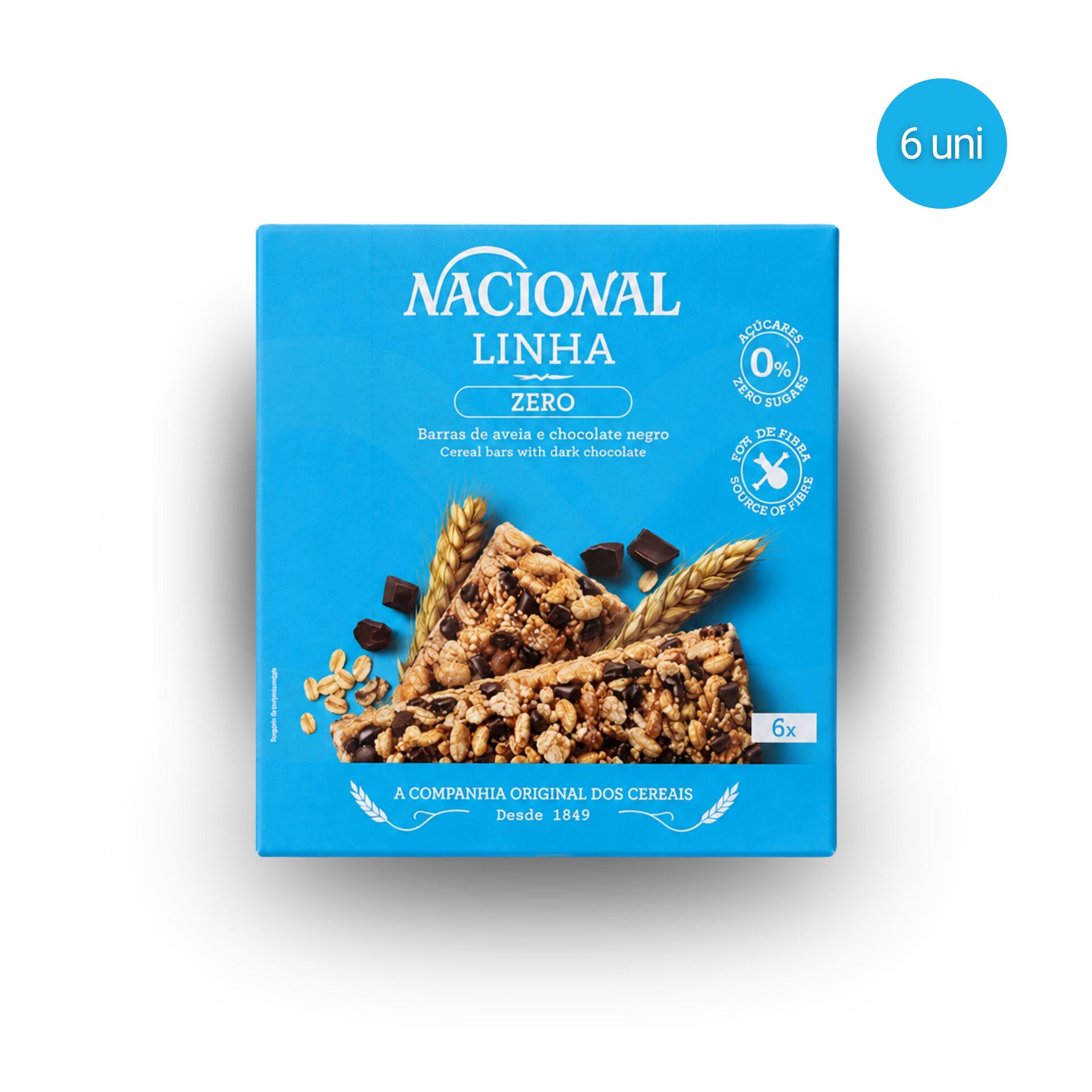 NACIONAL® Barras de Cereais Chocolate Negro 6 uni.