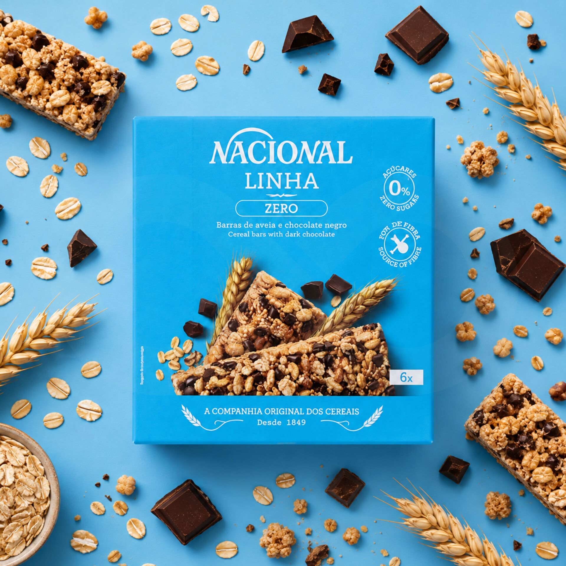 NACIONAL® Barras de Cereais Chocolate Negro 6 uni.