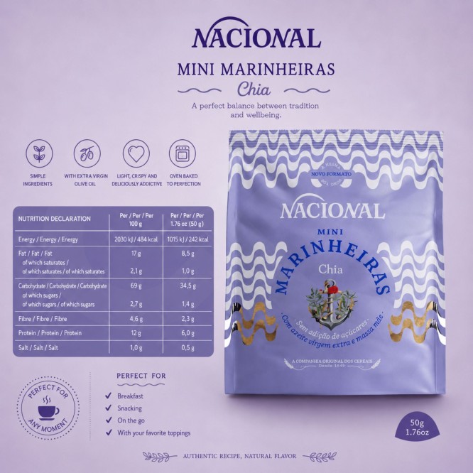NACIONAL® Mini Marinheiras Graines de Chia 50gr