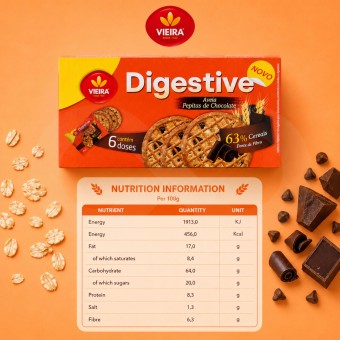 VIEIRA® Biscuits Digestifs à l'Avoine et au Chocolat 6x45gr