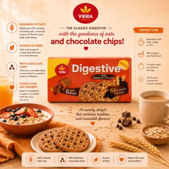 VIEIRA® Biscuits Digestifs à l'Avoine et au Chocolat 6x45gr