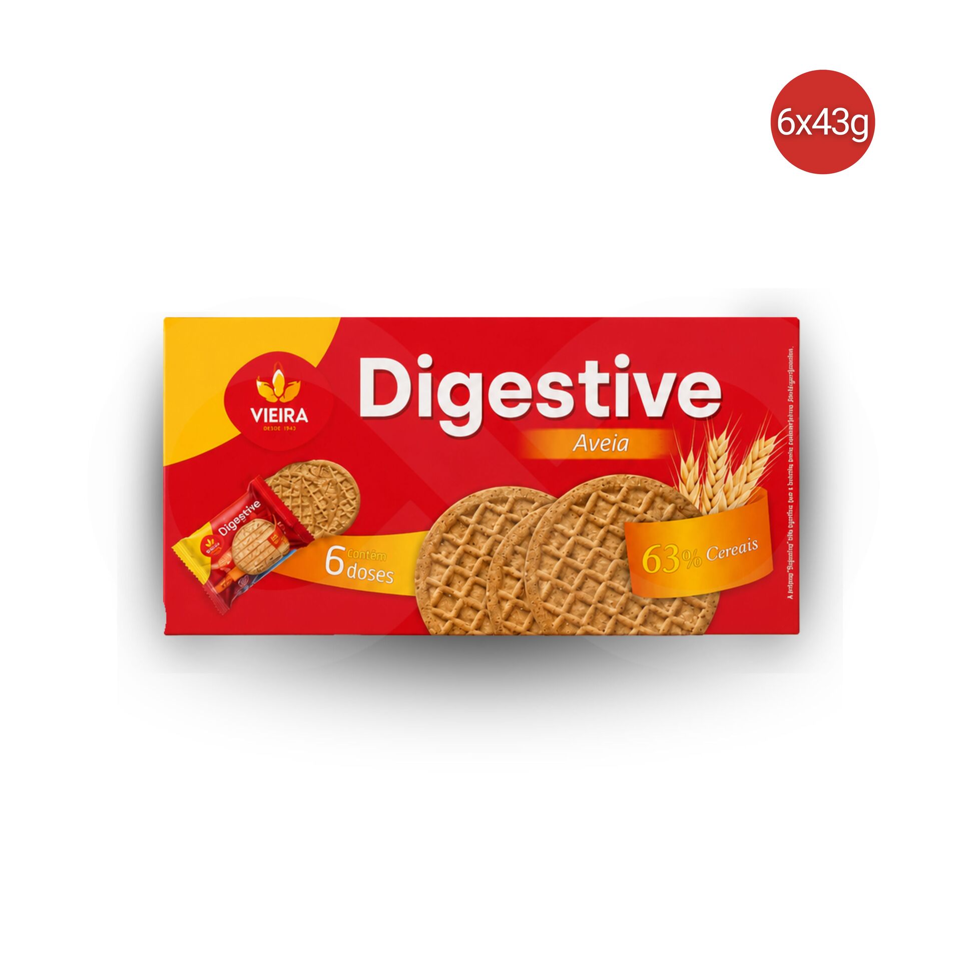 VIEIRAŽ Digestive Haverkoekjes 6x43g