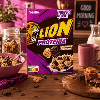 LION® Cereales Proteína Caramelo y Chocolate 340gr