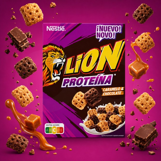 LION® Cereales Proteína Caramelo y Chocolate 340gr