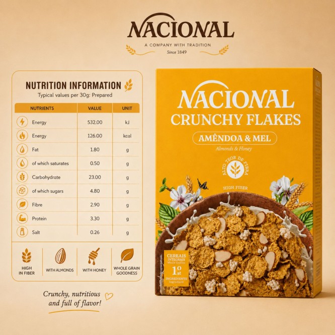 NACIONAL® Crunchy Flakes Mandorla e Miele 375gr