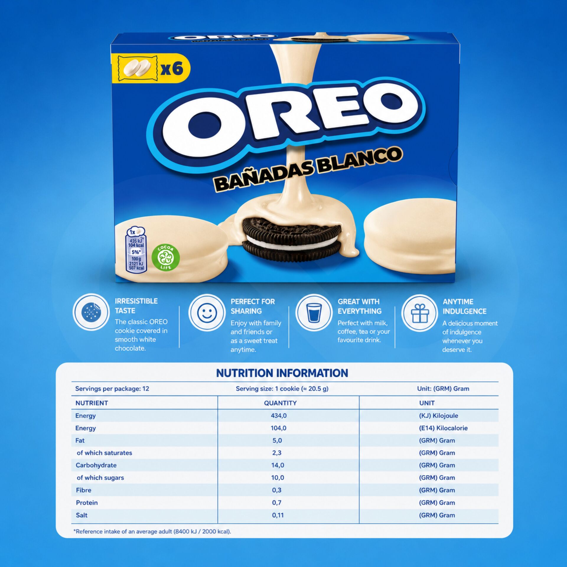 OREO® mit Weißer Schokolade Überzogen 6x41gr