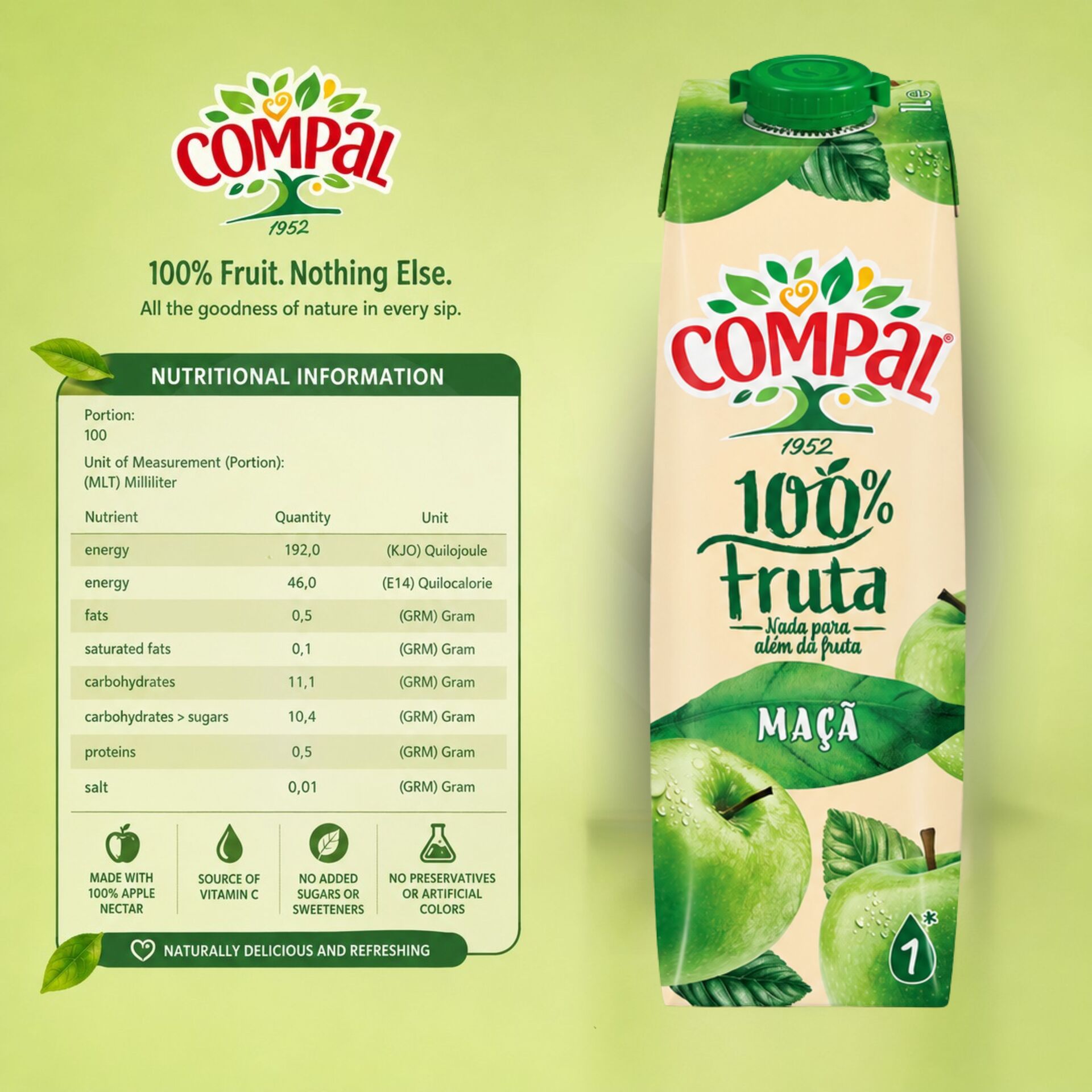 COMPAL® Pomme 100% Fruit 1L