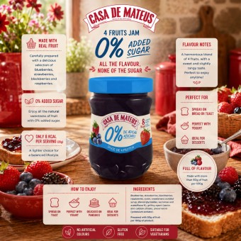 CASA DE MATEUSŪ 4 Fruit Jam 0% Sugar 280gr