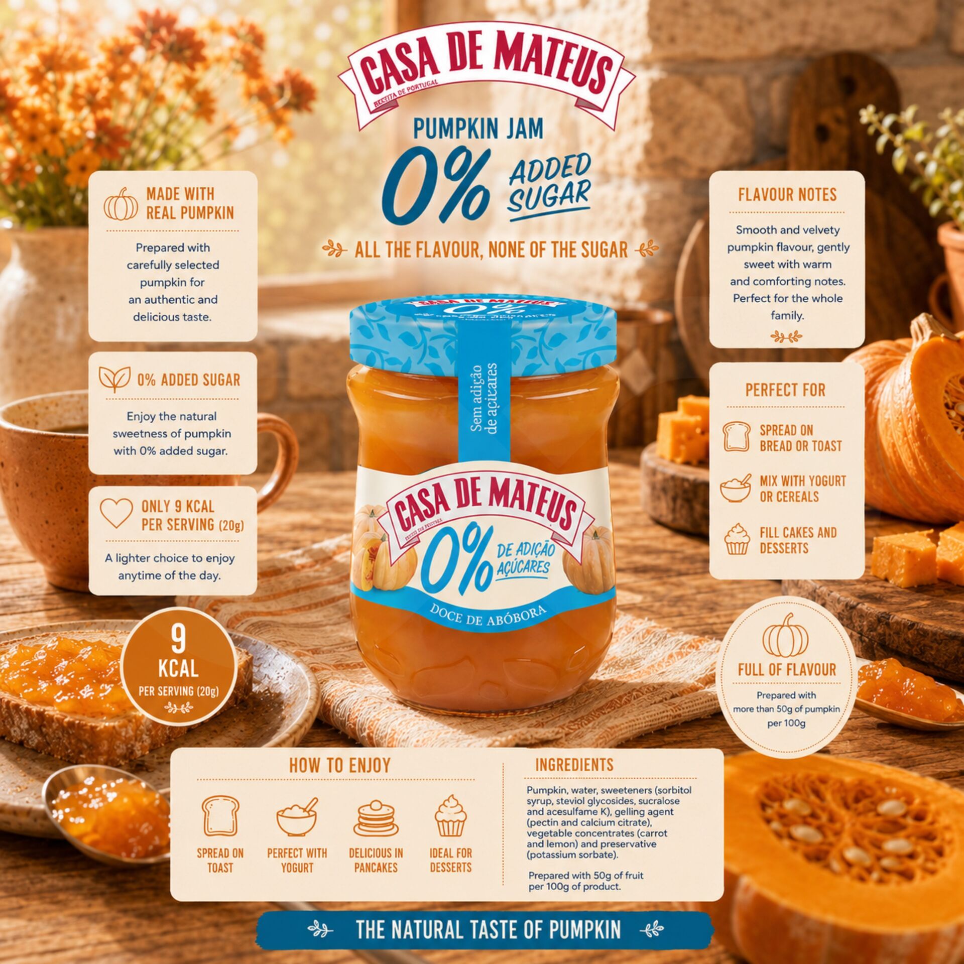 CASA DE MATEUS® Kürbiskonfitüre 0% Zucker 280gr