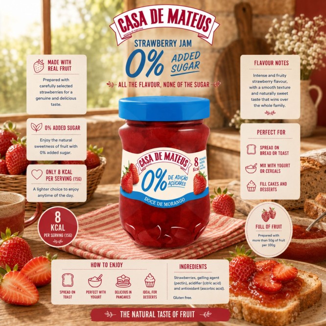 CASA DE MATEUS® Confettura di Fragole 0% Zucchero 280gr