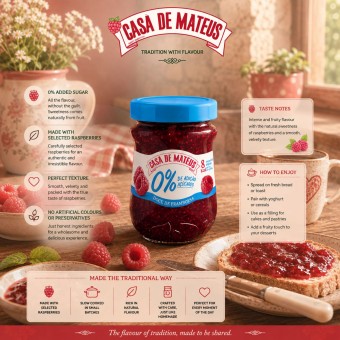 CASA DE MATEUS® Confettura di Lamponi 0% Zucchero 280gr
