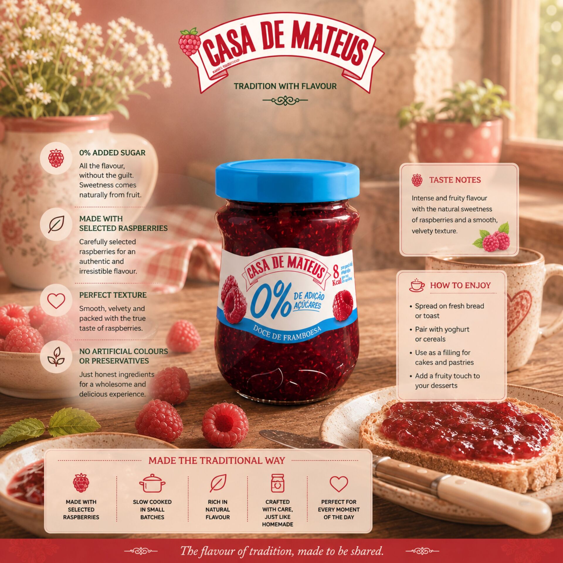 CASA DE MATEUS® Confettura di Lamponi 0% Zucchero 280gr