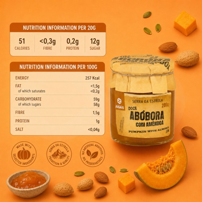 QUINTA DE JUGAIS® Confiture de Potiron aux Amandes 280gr