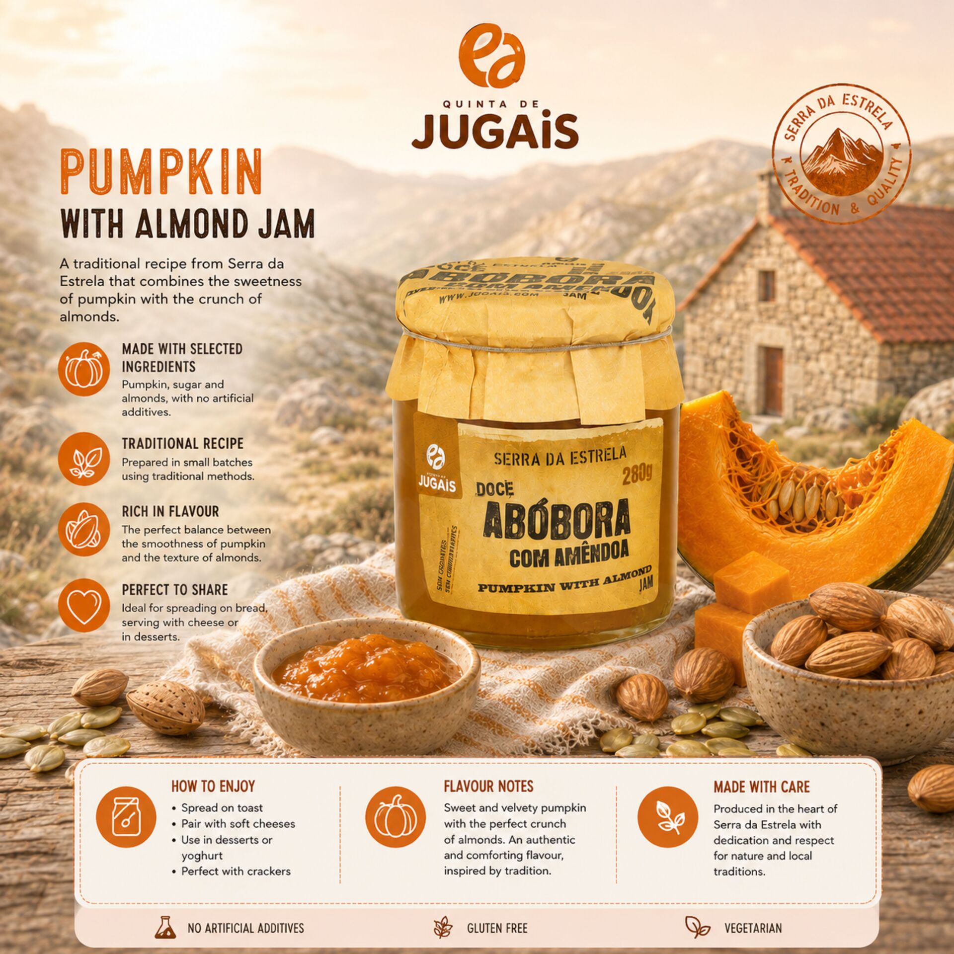 QUINTA DE JUGAIS® Confiture de Potiron aux Amandes 280gr