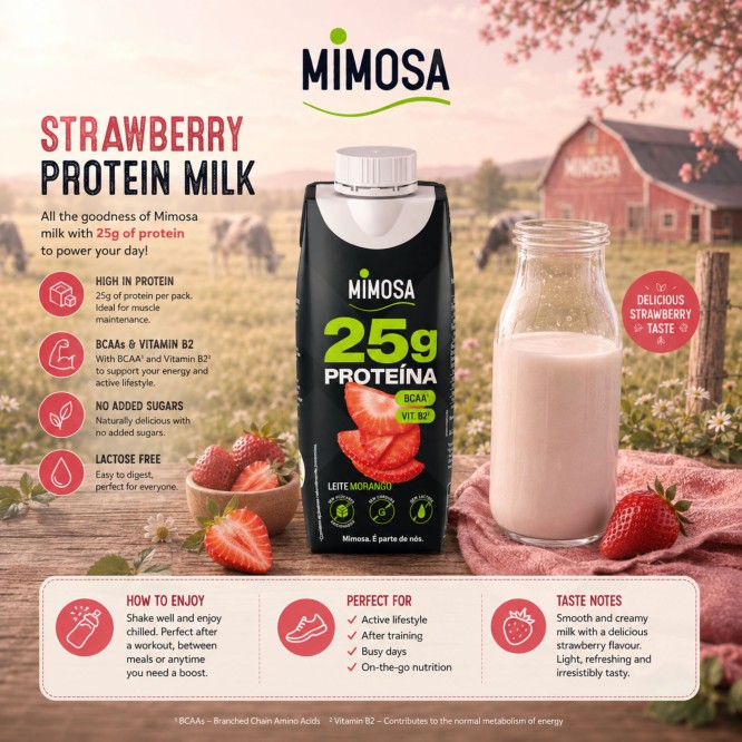 MIMOSA® Leite Magro Proteína de Morango 250ml