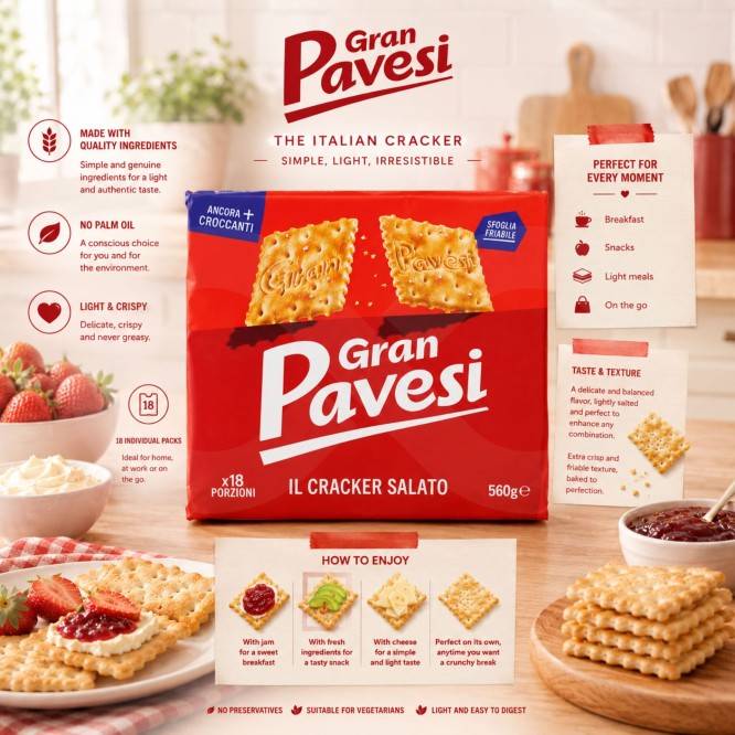 GRAN PAVESI� Gezouten Crackers 18 Zakjes