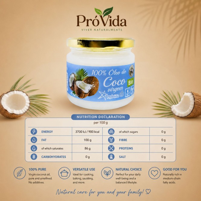 PR�VIDA� 100% �leo de Coco Virgem 270ml