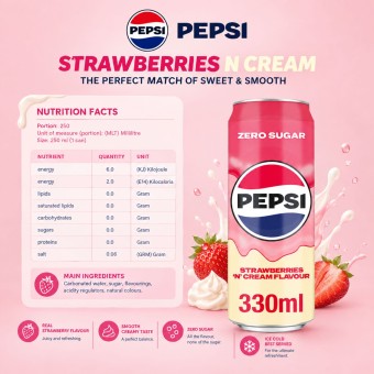 PEPSIŽ Zero Sugar Strawberries N Cream 330ml