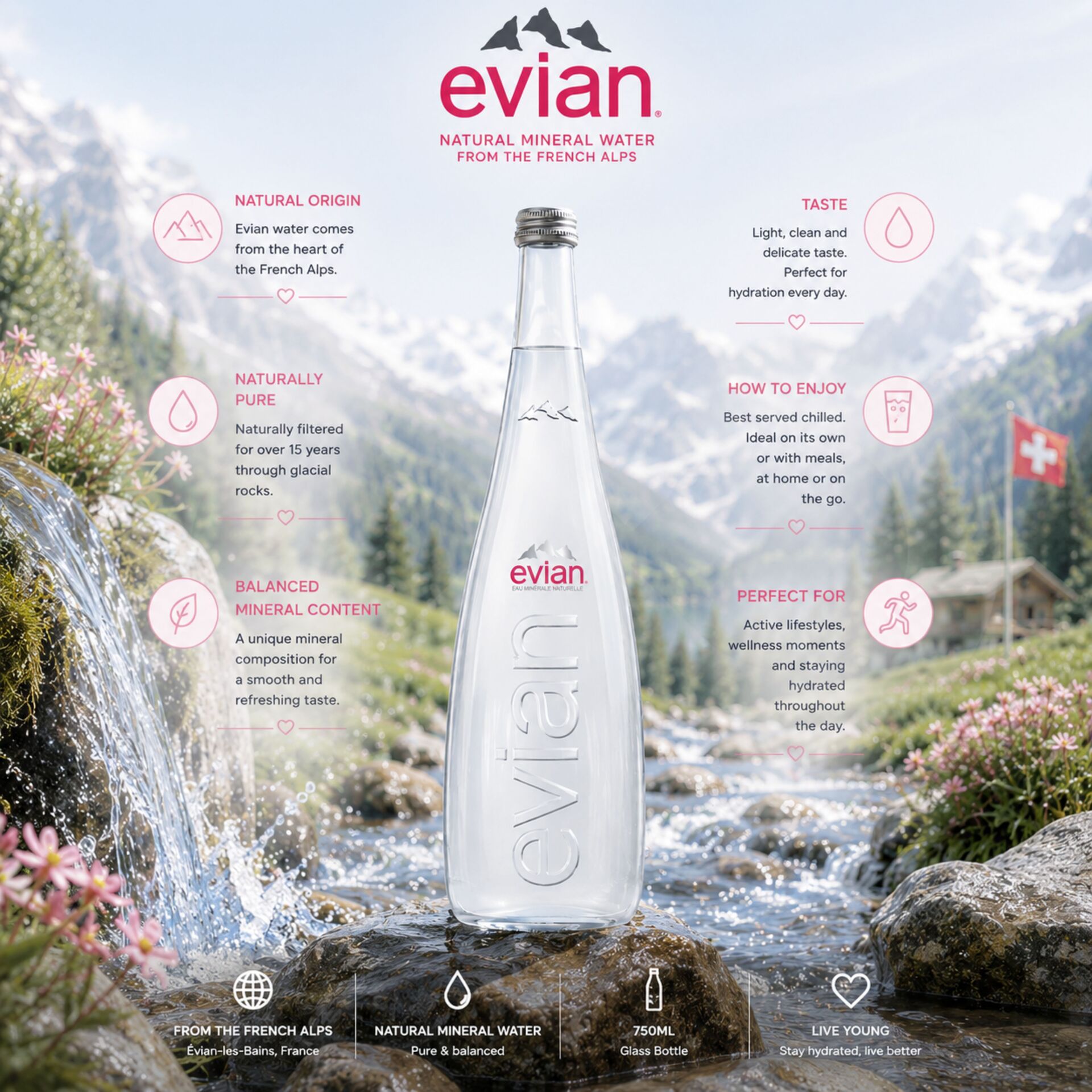 EVIAN® Acqua Minerale Naturale 750ml