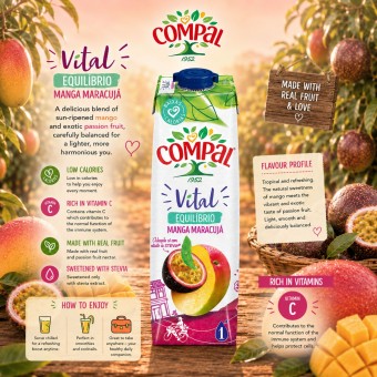 COMPAL® Vital Mangue et Fruit de la Passion 1L