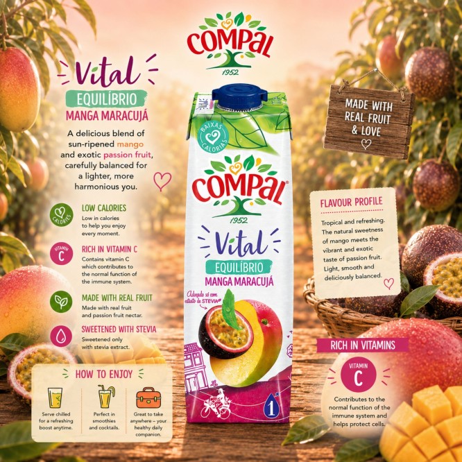 COMPAL® Vital Mangue et Fruit de la Passion 1L