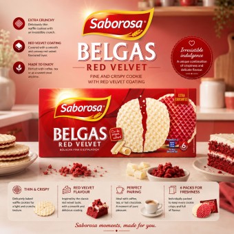 SABOROSA® Belgian Biscuits with Red Velvet Coating 6x36gr