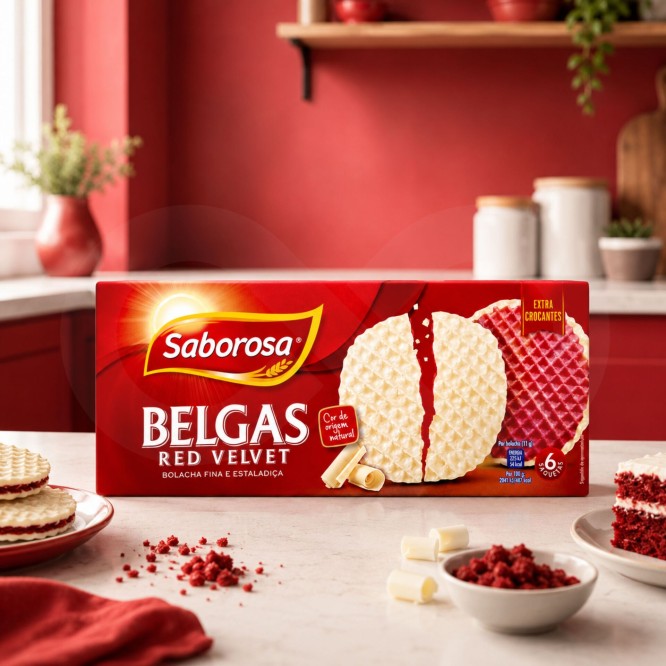 SABOROSA® Belgian Biscuits with Red Velvet Coating 6x36gr