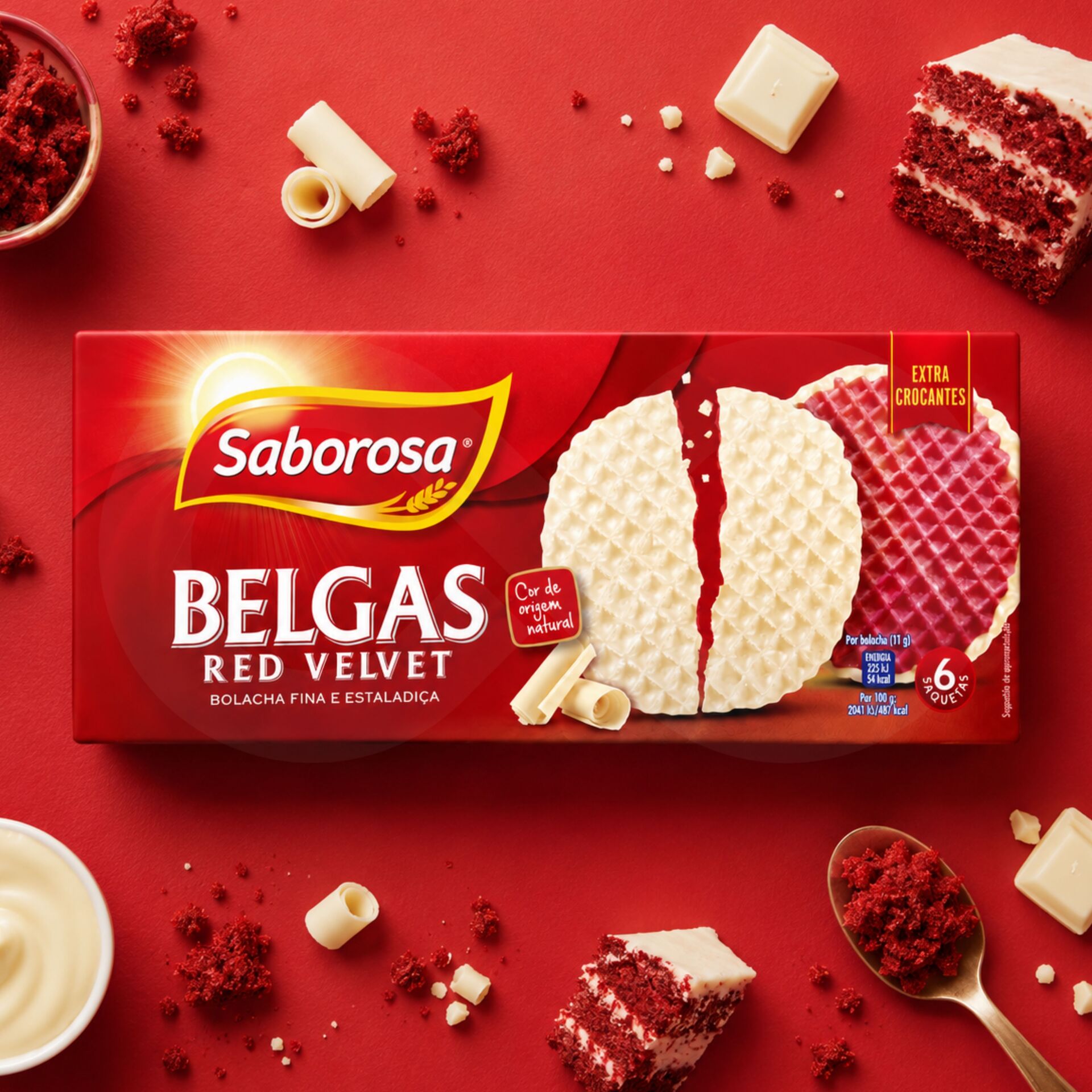 SABOROSA® Belgian Biscuits with Red Velvet Coating 6x36gr